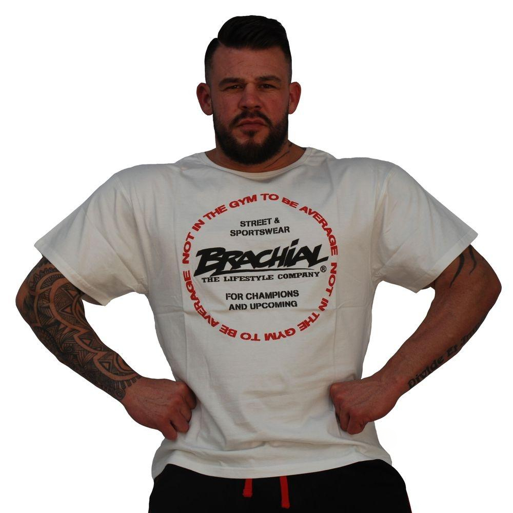 Streetwear Gym Brand - T-Shirt Bianca Stile Brachial GYM, Tendenza