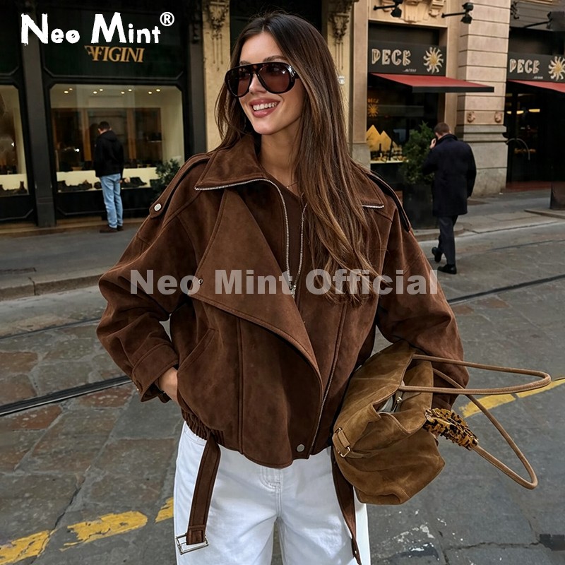 Streetwear Brand New - Nuova Giacca Oversize in Camoscio Marrone