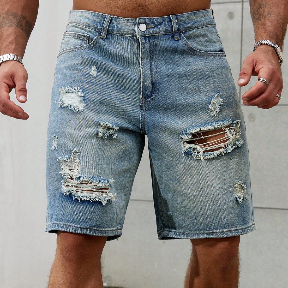 Streetwear Brand New - Jeans corti strappati da uomo di